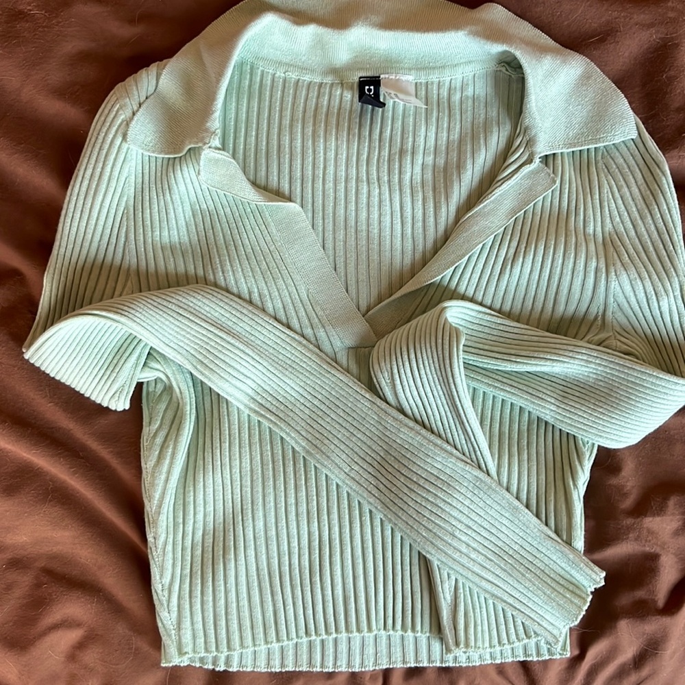 Mint green collared long sleeve